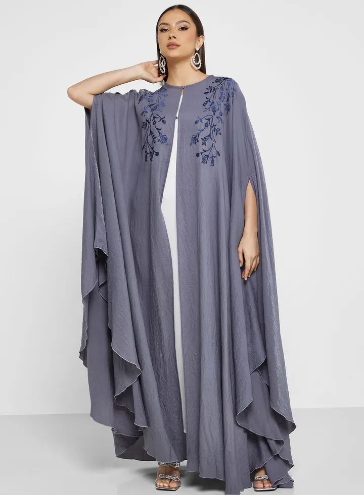 Cape Sleeve Embroidered Abaya