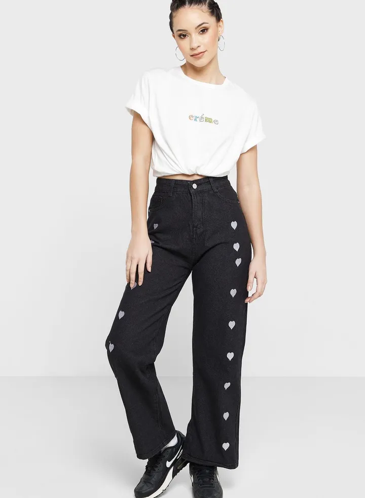 Heart Panel Detail Jeans