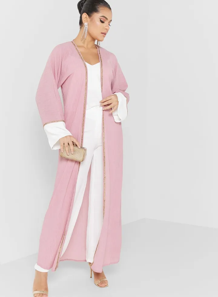 Embellished Crinkled Abaya