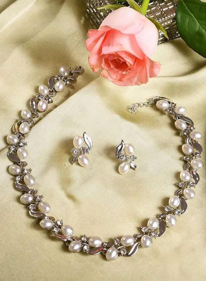 Pack of 3 Silver Plated Pearls Necklace and Earring Set