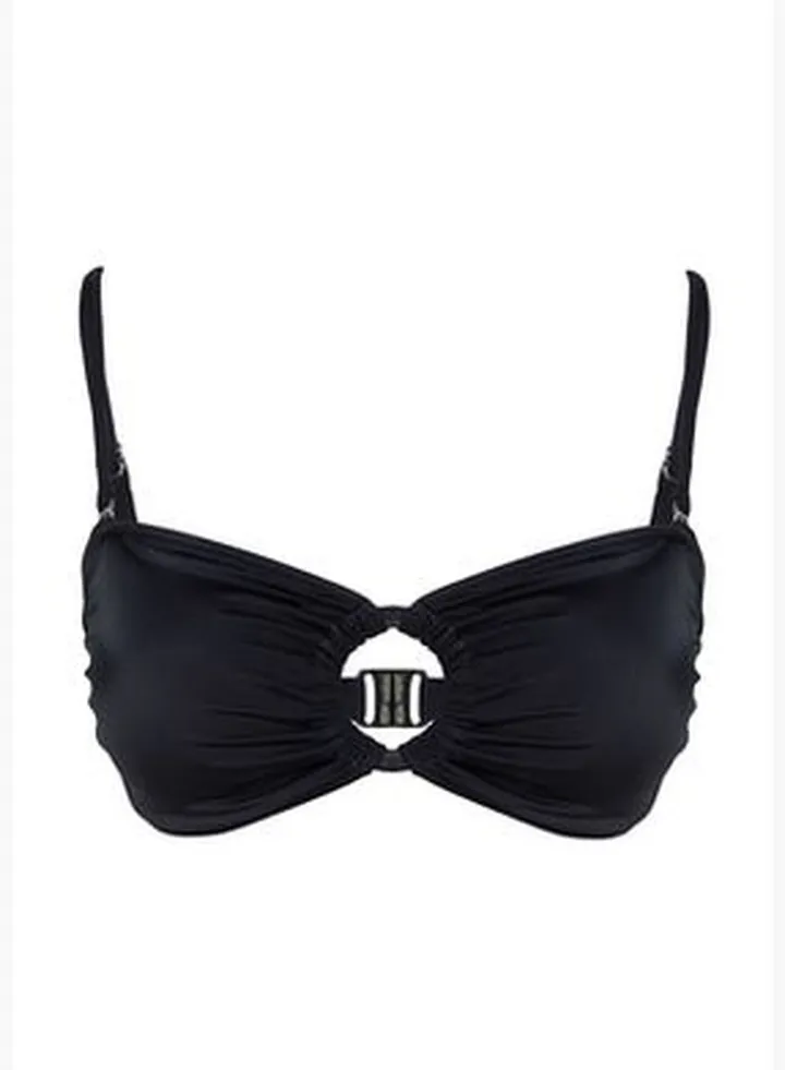 Black Strapless Accessory Bikini Top TBESS24BU00036