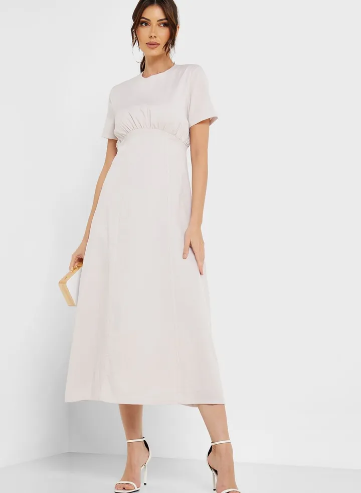 Crew Neck Woven Dress