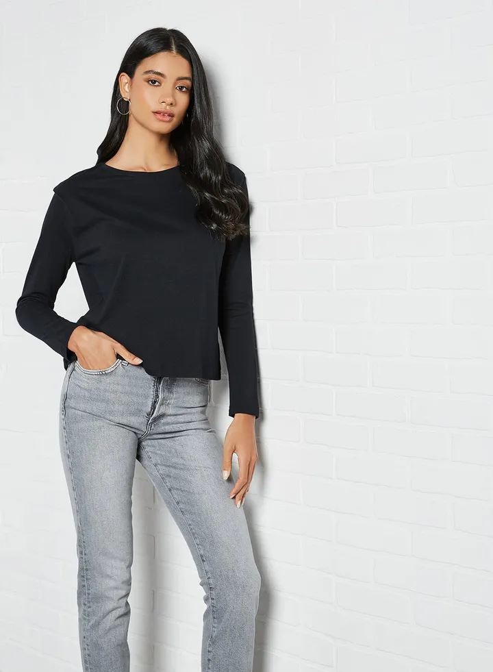 Solid Long Sleeve T-Shirt Black