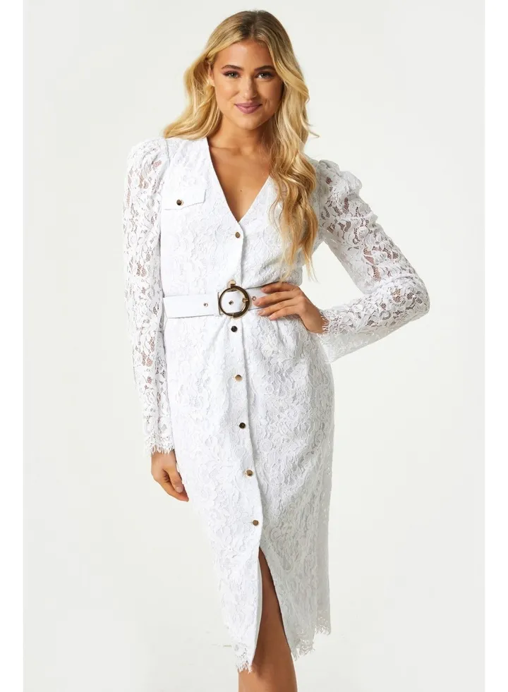 Little Mistress White Lace Midi