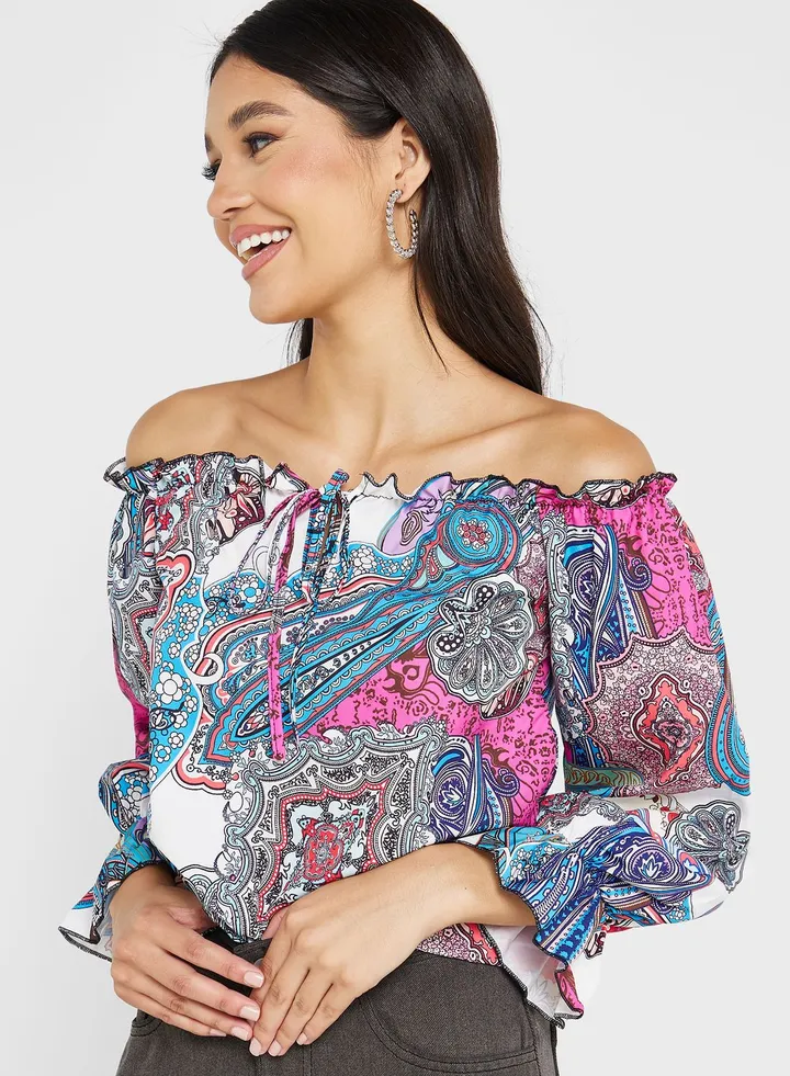 Off Shoulder Printed Top