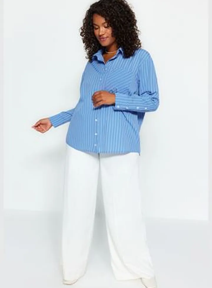 Blue Striped Woven Shirt