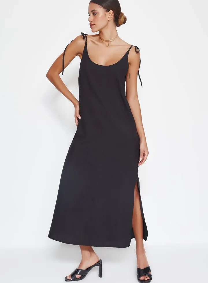 Strappy Tie And Slit Detail Dress