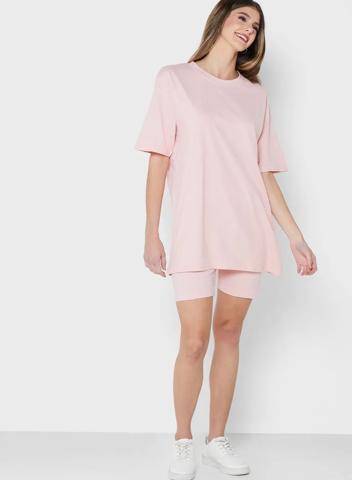Oversized T-Shirt Cycling Shorts Set