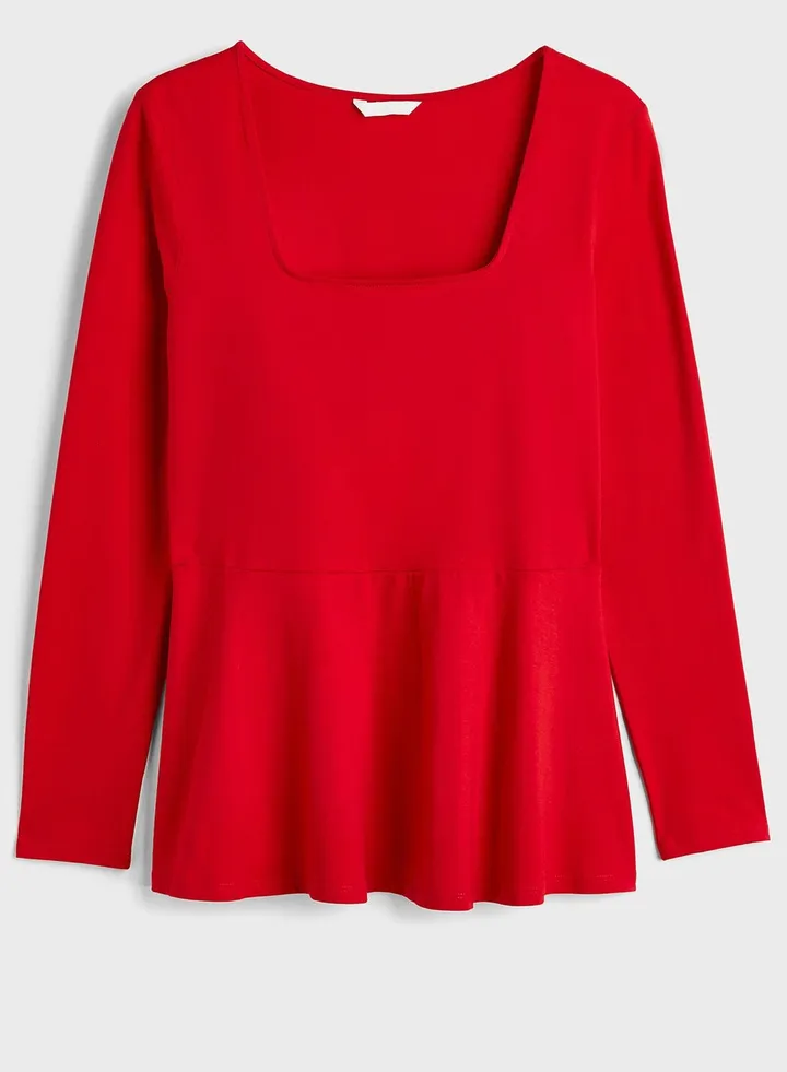 Square Neck Tiered Hem Top