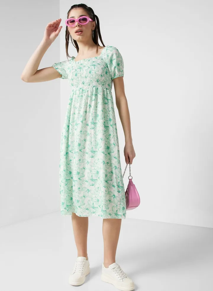 Round Neck Printed Dress