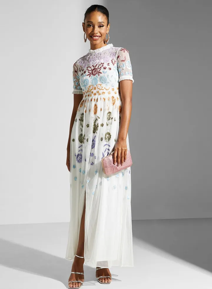 Embellished Tiered Dress