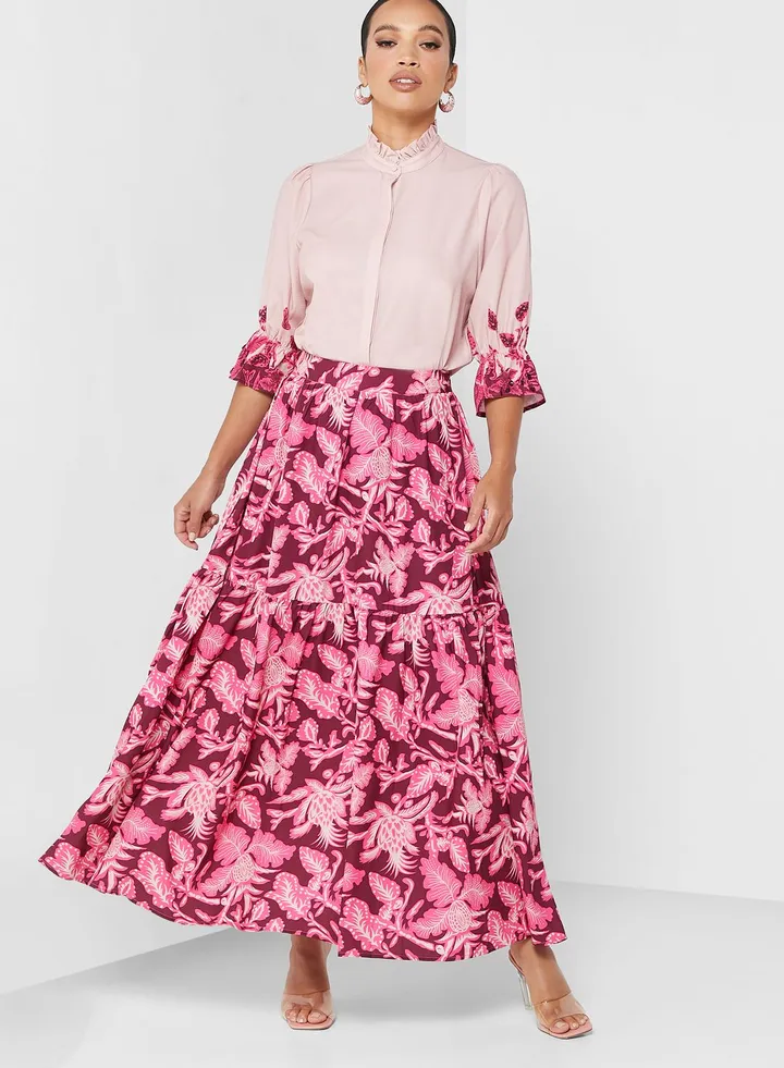 Printed Tiered Skirt
