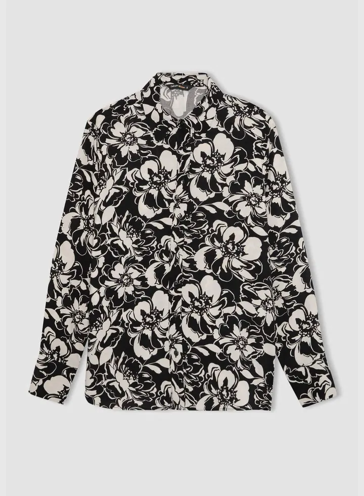 Woman Woven Long Sleeve Tunic Oversize Fit