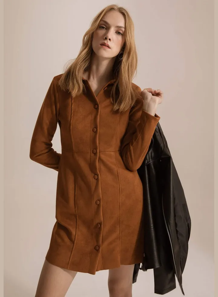 Woman Short Sleeve Knitted Dress