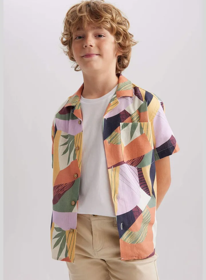 Boy Oversize Fit Woven Short Sleeve Shirt