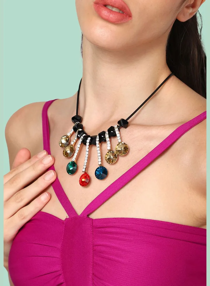 Gold Plated Party Designer Stone Necklace For Women