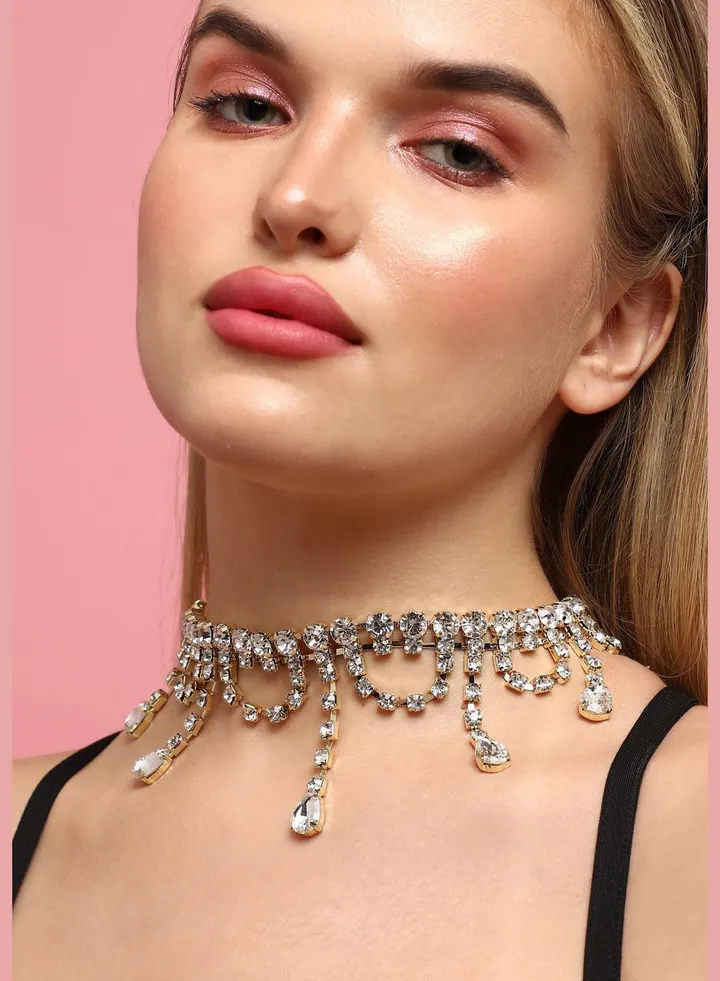 Silver Plated Designer Western Wear Choker Necklace For Women