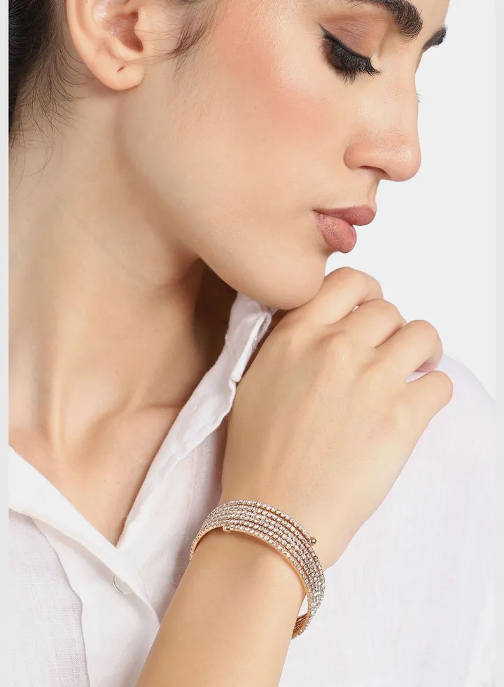 Gold Plated Party Rhinestones Bracelet For Women