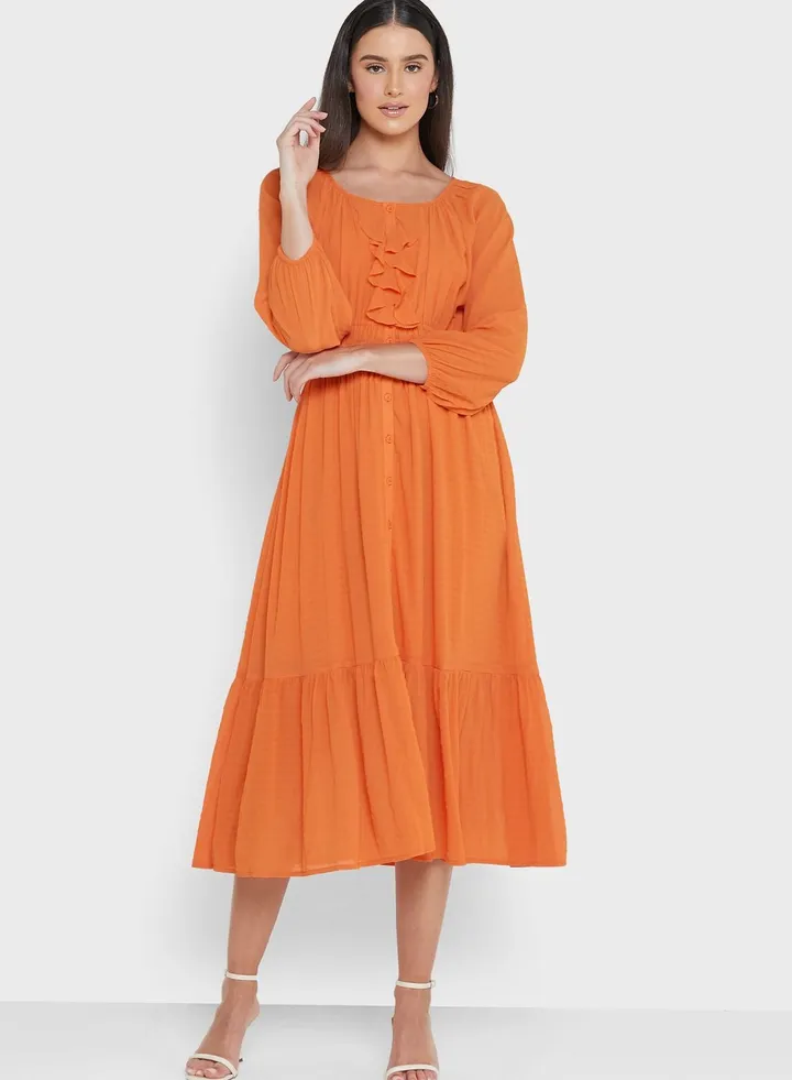 Tie Detail Pleated Dress