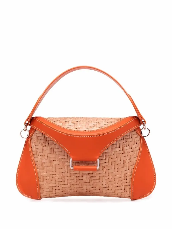 Agatha leather-trim wicker shoulder bag