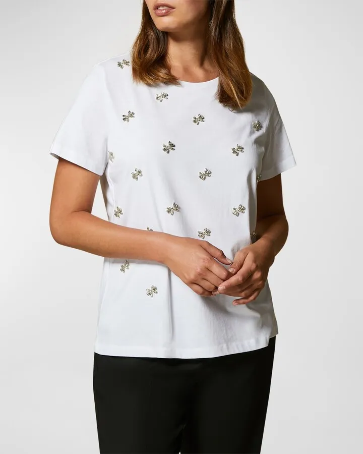 Vivetta Crystal-Embellished Jersey T-Shirt