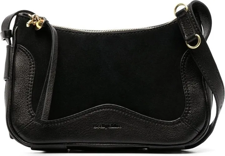 Black Embossed Logo Shoulder Bag