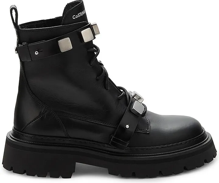 Studded Combat Leather Boots