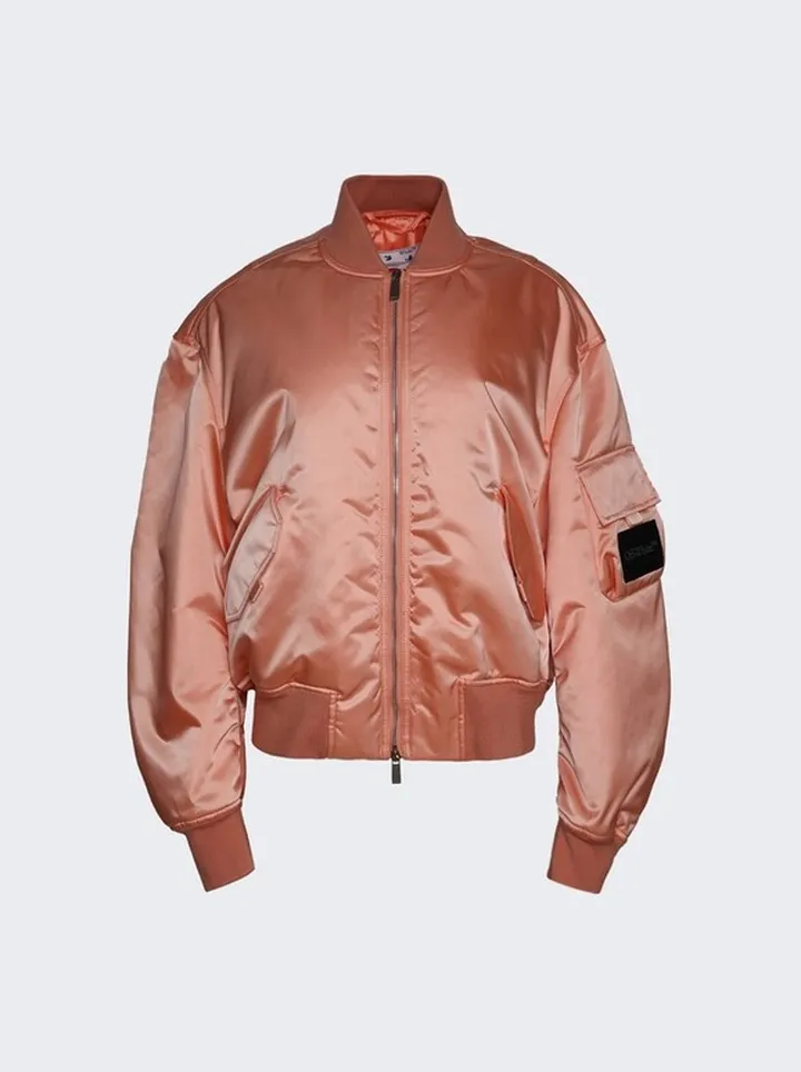 Nylon Bomber Jacket Peach Orange