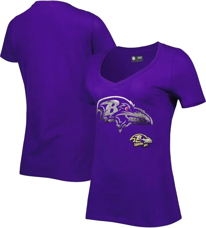 Women's New Era Purple Baltimore Ravens Ink Dye Sideline V-Neck T-shirt