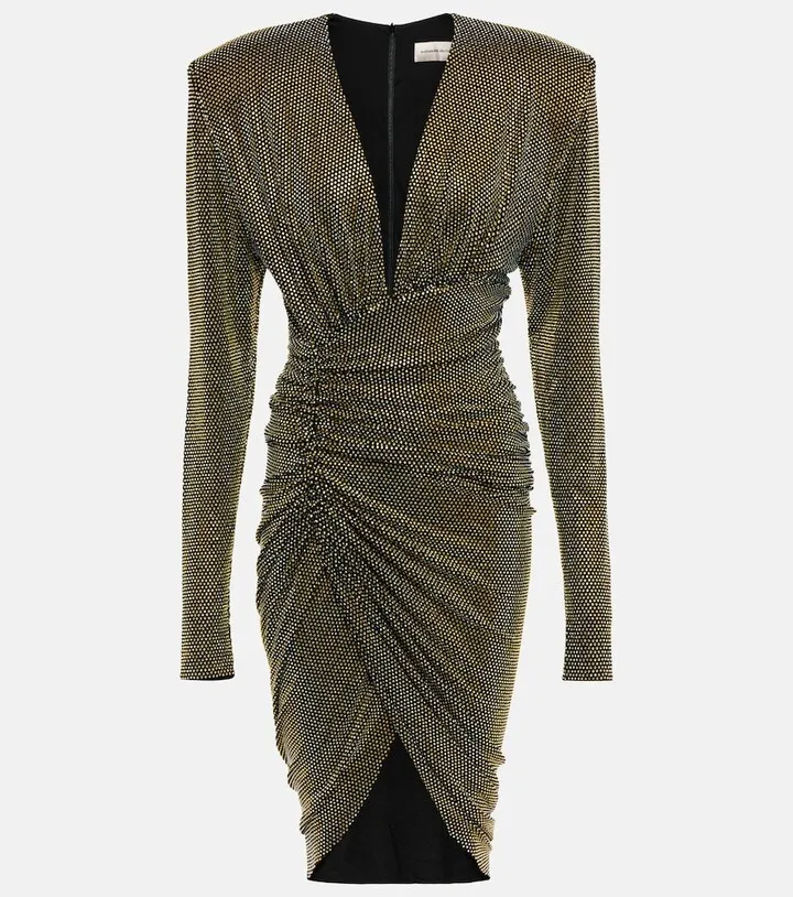 Crystal-embellished jersey minidress