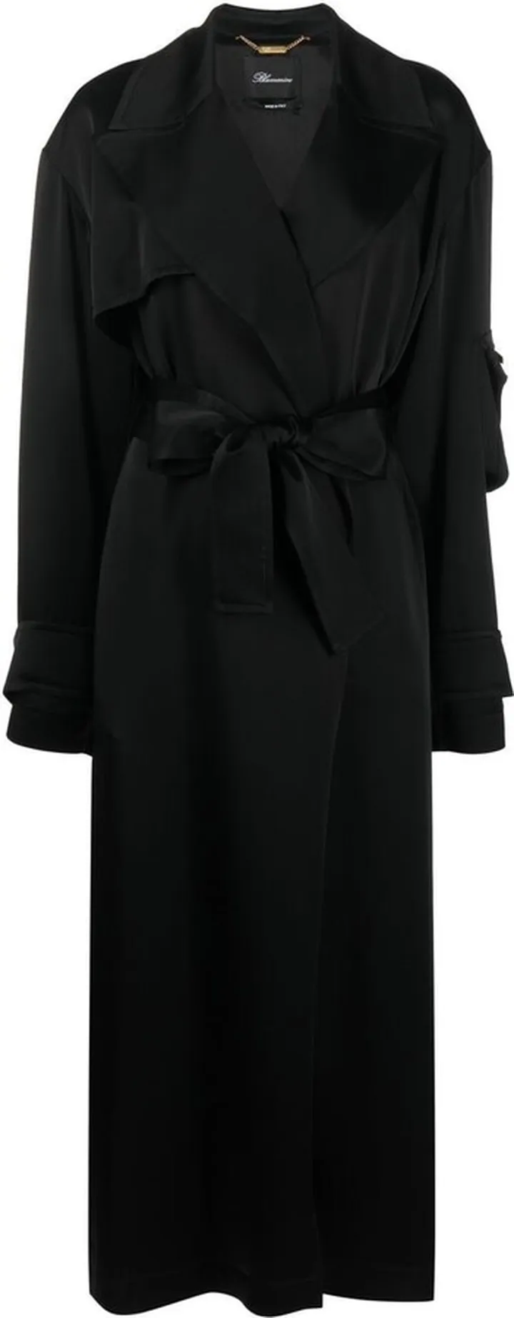 Satin-Finish Long Trench Coat