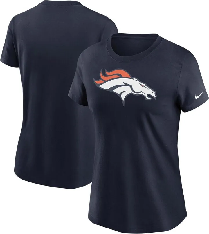 Women's Navy Denver Broncos Logo Essential T-shirt