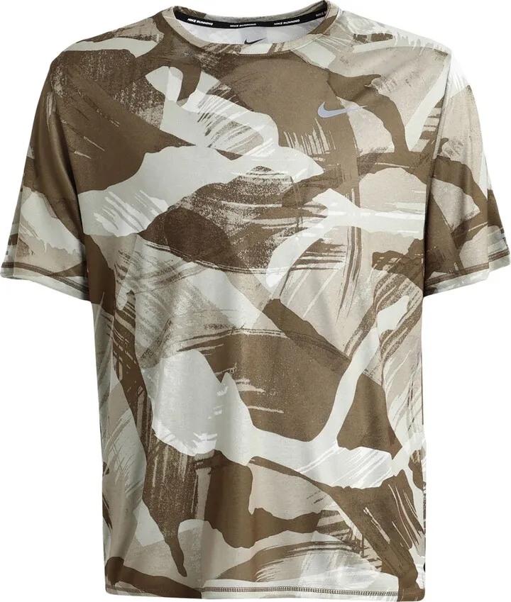 Nike Dri-fit Miler Men's Short-sleeve Camo Running Top T-shirt Sage Green