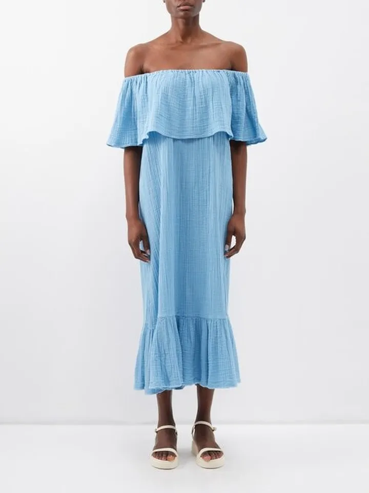 Freya Off-the-shoulder Cotton Midi Dress