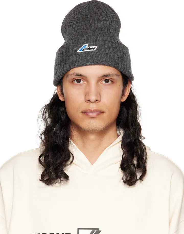 We11done Gray Patch Beanie