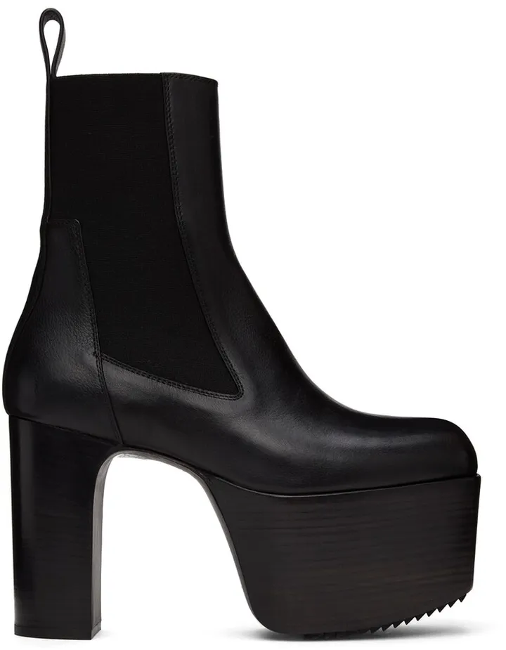 Rick Owens Black Platform Chelsea Boots