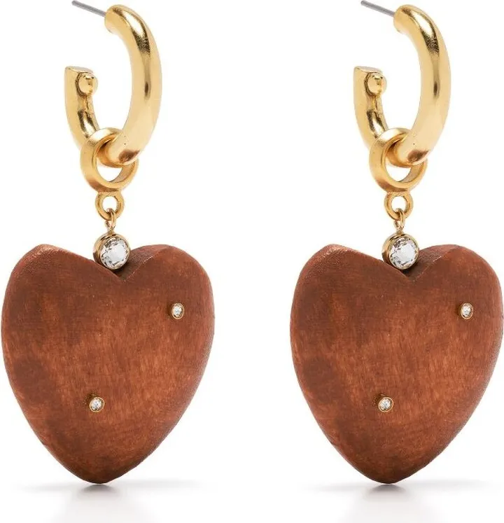 Gold-Plated Wes Wooden Drop Earrings
