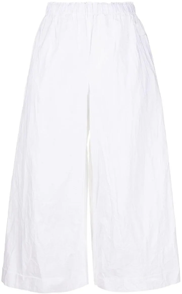 Cropped Crinkle Palazzo Trousers