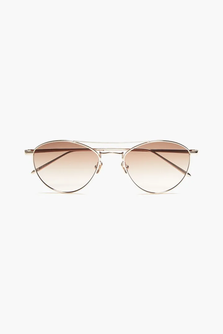 Aviator-style silver-tone and titanium sunglasses