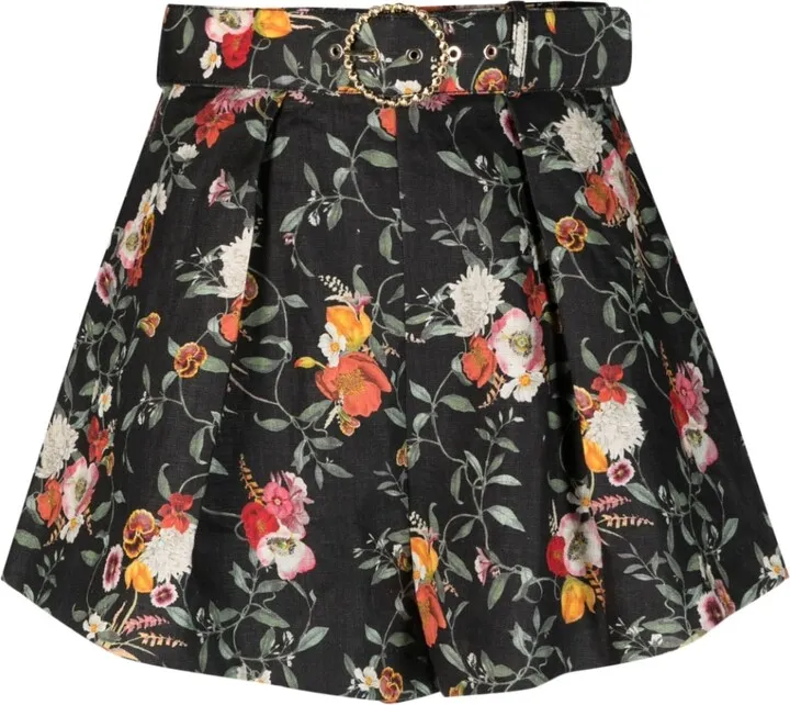 Tuck floral mini shorts