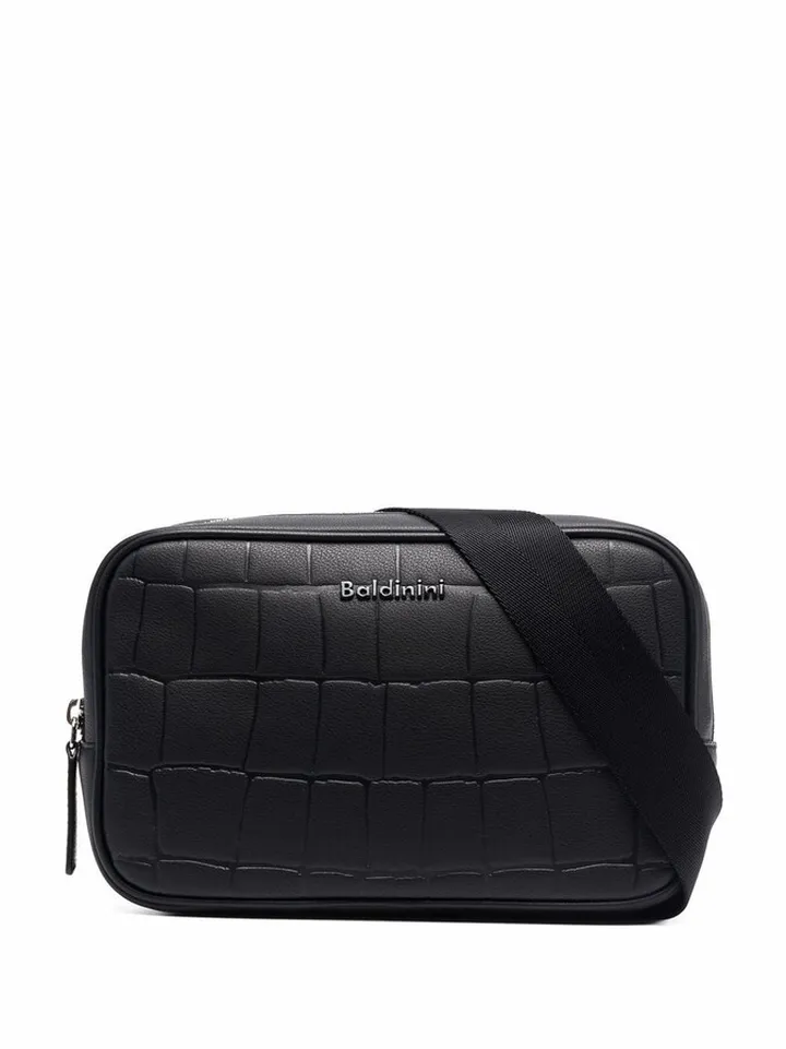 Crocodile-Effect Leather Belt Bag