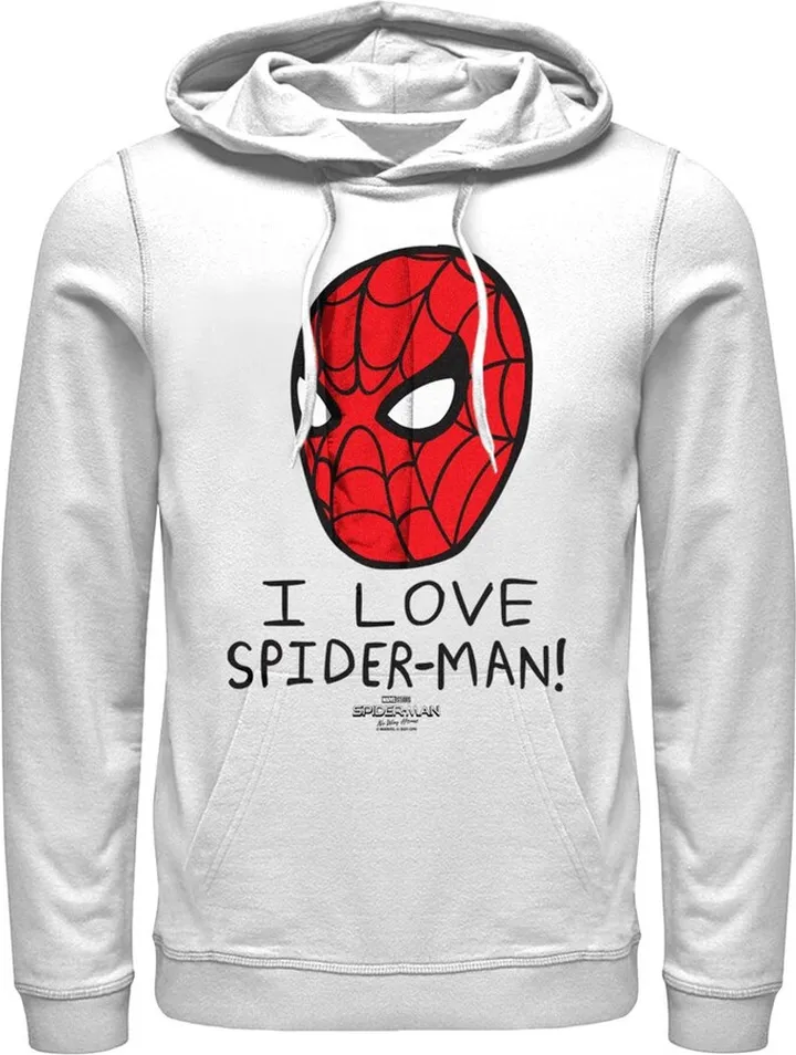 Men's Marvel Spider-Man: No Way Home I Love Spider-Man! Mask Pull Over Hoodie - White - 3X Large