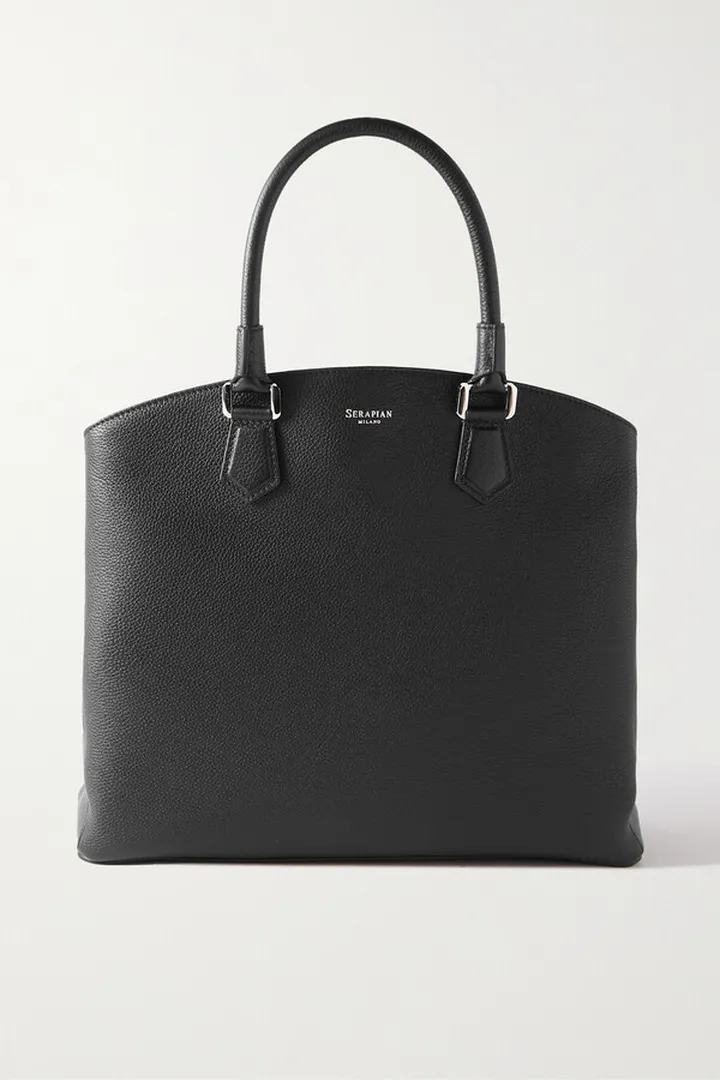 Serapian - Luna Medium Textured-leather Tote - Black