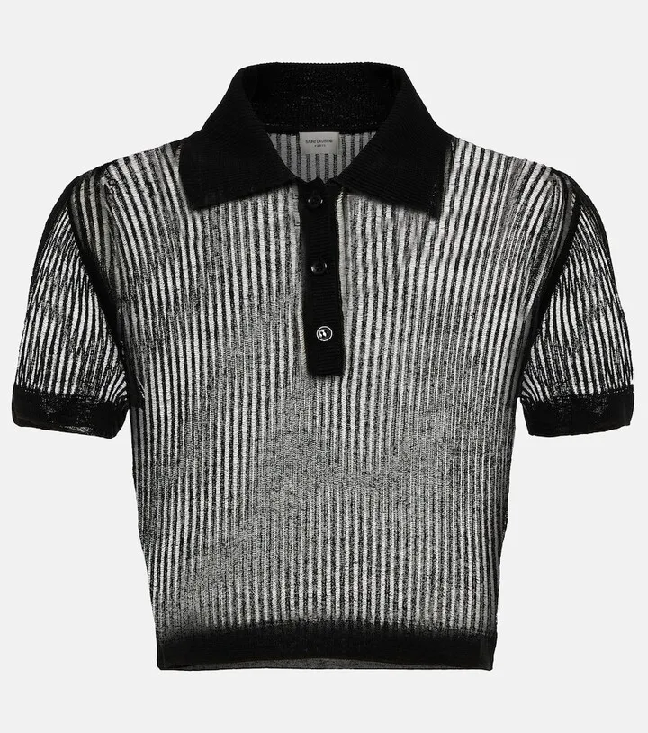 Linen and silk polo shirt