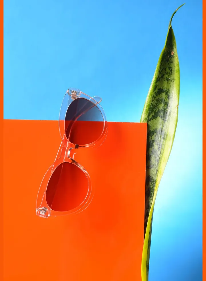 Women Brown Lens White Cateye Sunglasses
