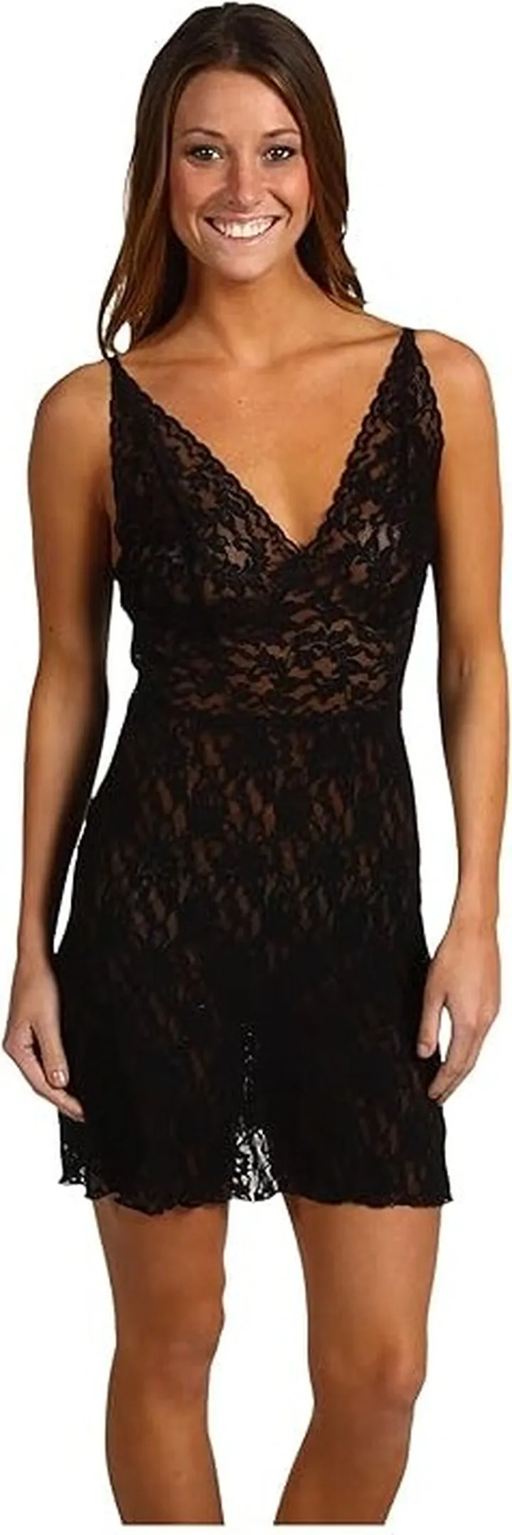 Hanky Panky Retro Plunge Chemise (Black) Women's Lingerie