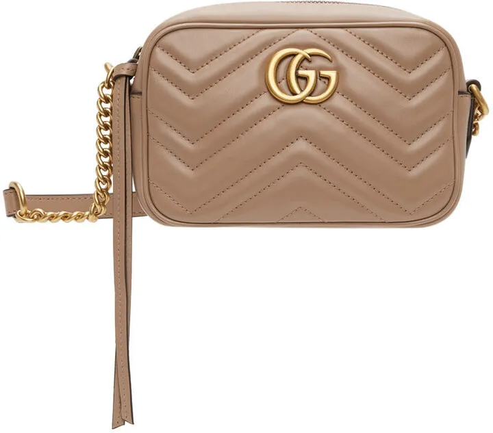 Gucci Taupe Mini GG Marmont 2.0 Camera Bag