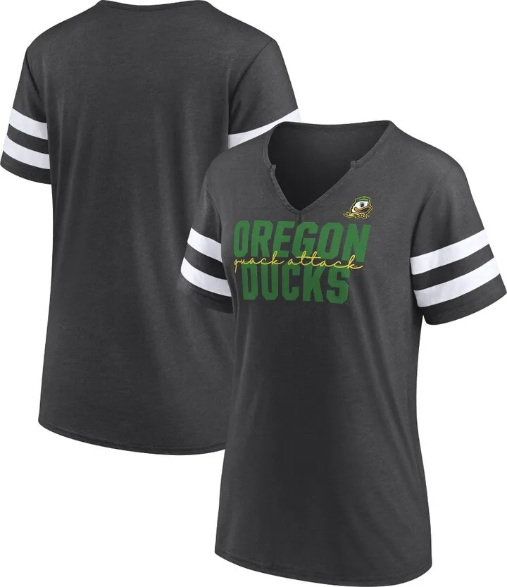 NCAA Oregon Ducks Women's Short Sleeve V-Neck Notch T-Shirt - M