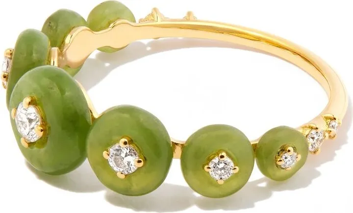 18K Yellow Gold Surrounding Small Diamond Ring