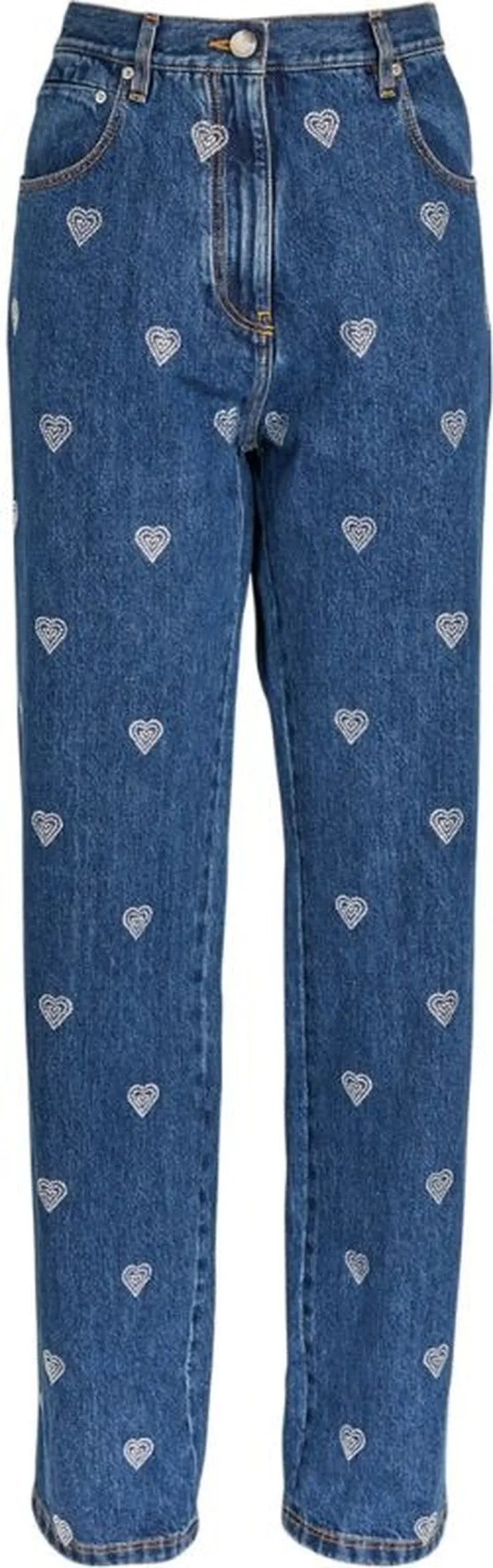 Mach & Mach Heart-Embellished Straight Jeans